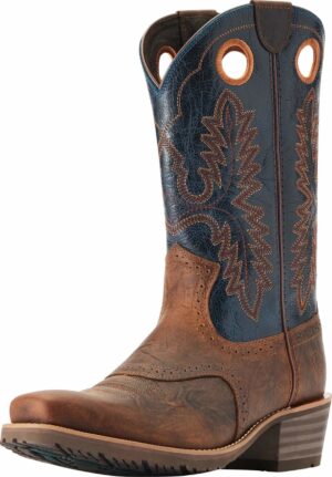 Ariat Hybrid Roughstock Boot - Fiery Brown Crunch/Blue