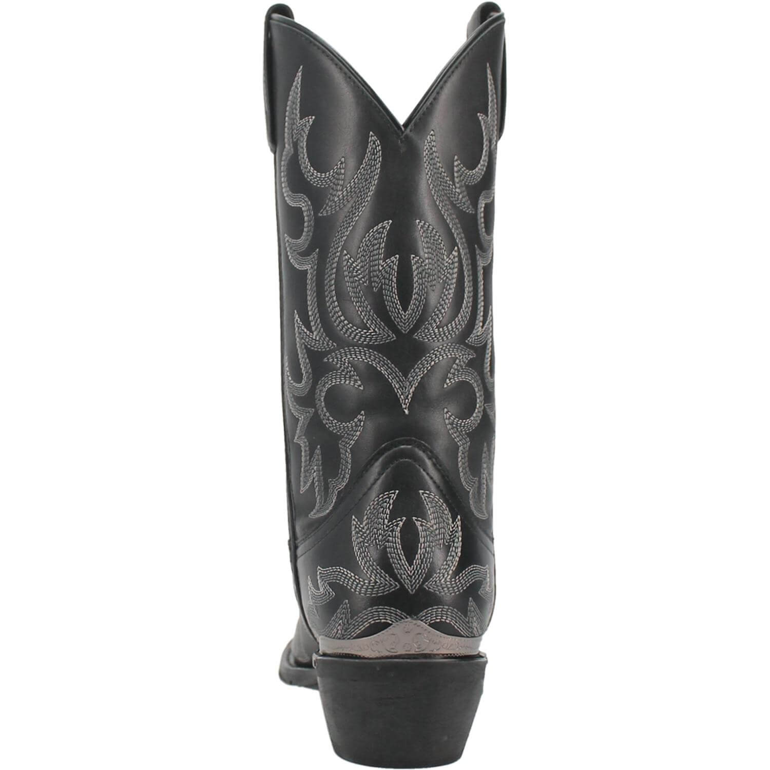 Laredo Black Boot with white Stitching Heel view
