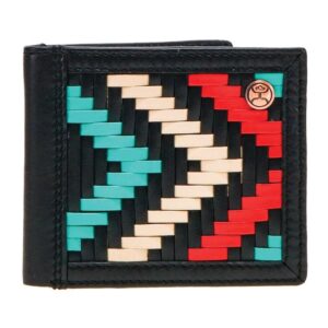"Black Hawk" Bifold Hooey Wallet Black/Red w/Aztec