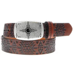 hooey dakota ladies belt with aztec designs and buckle