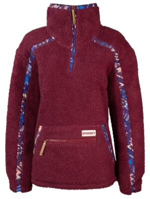 Hooey Ladies Burgundy Sherpa Pullover front view