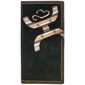 Hooey Original Rodeo Wallet Lakota Print Black front view