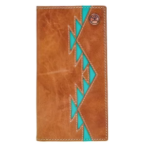 Hooey Tonkawa Rodeo Wallet - Tan/Turquoise Aztec