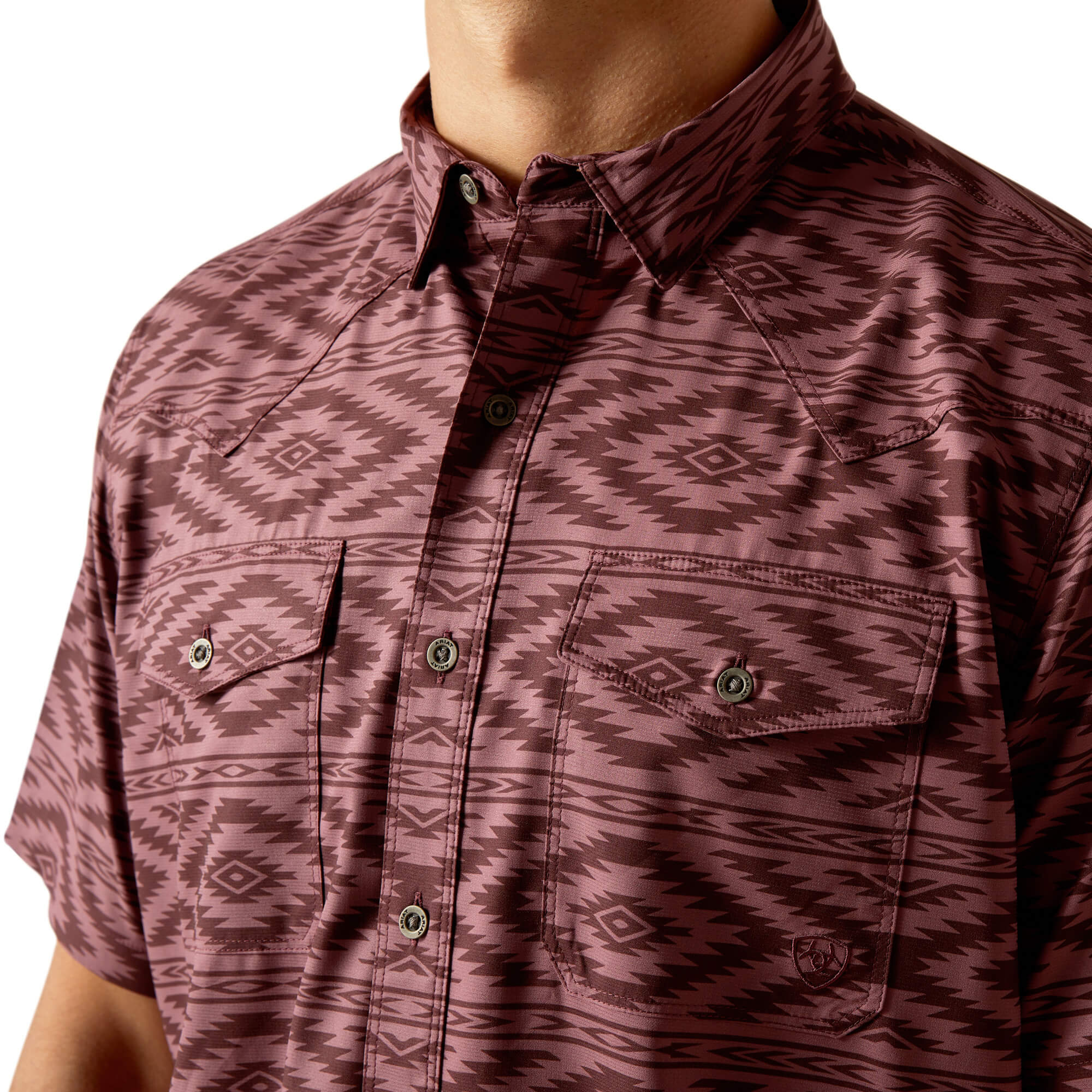 Ariat VentTEK Fitted Print Short Sleeve Shirt Detailed Front View