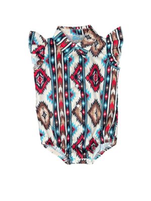 Shea Baby Aztec Ruffle Snap Onesie