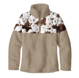 Shea Baby Cowprint 1/4 Zip Fleece