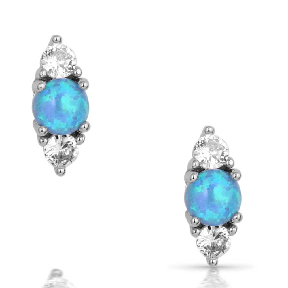 Delicate Moonlight Crystal Opal Earrings front view