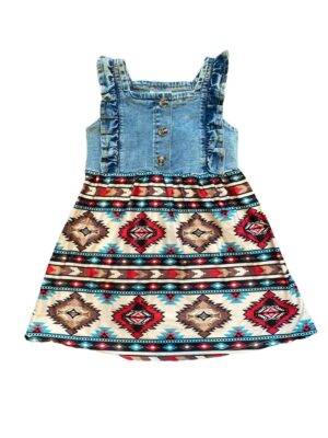 Shea Baby Girl's Denim & Aztec Dress