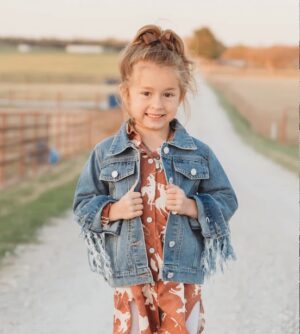 Shea Baby Kids Denim Fringe Jacket