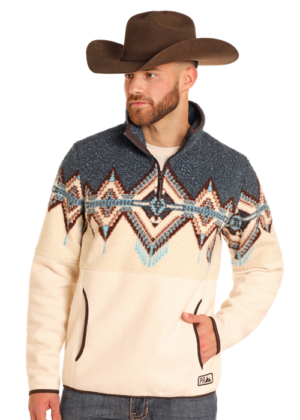 Men's Powder River Berber Fleece Pullover Border Caribbean