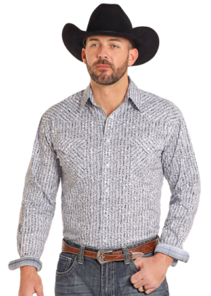 Panhandle Paisley Stripe Snap - Light Navy