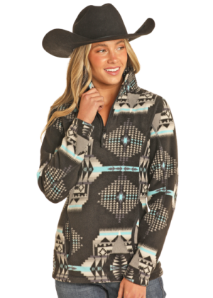 Powder River Black Aztec Fleece Pullover