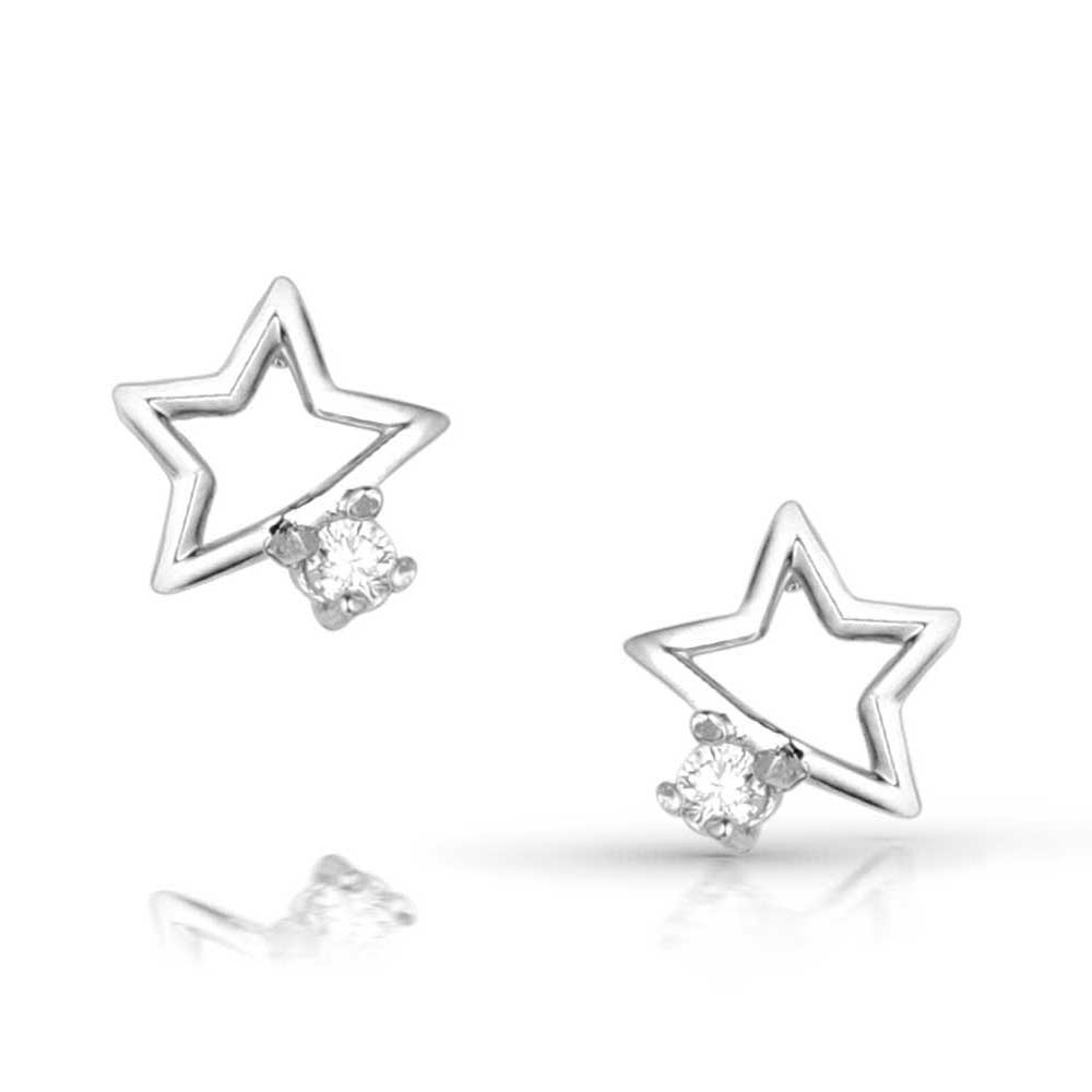 Single Star Crystal Earrings front view