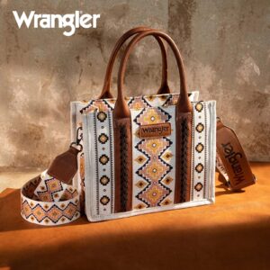 Wrangler Southwestern Print Canvas Tote/Crossbody in Coffee