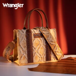 Wrangler Frayed Denim Small Canvas Tote front view