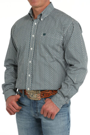 Cinch Diamonds & Stripes Longsleeve - White/Teal
