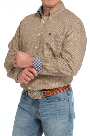 Cinch White Gold Blue Dot Western Shirt