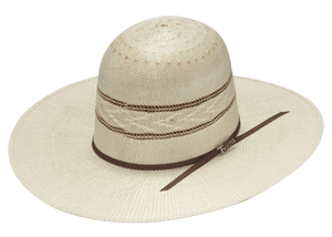 Ivory/Tan Arrow Bangora Straw Hat