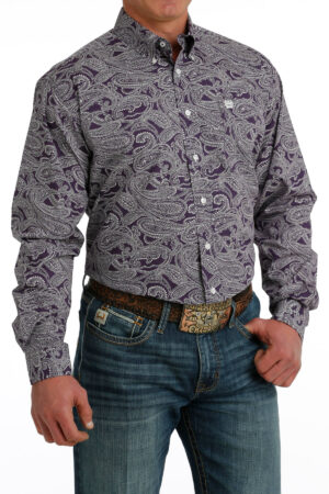 Cinch Purple Paisley Long Sleeve Shirt