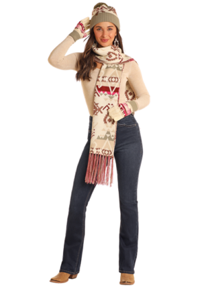 Rock & Roll Denim Aztec Scarf Gift Set