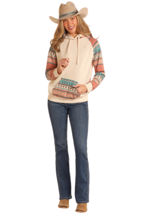 Ladies Rock & Roll Aztec Turq Hoodie