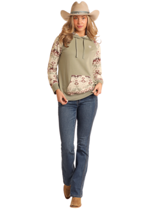 Ladies Rock & Roll Aztec Jade Hoodie