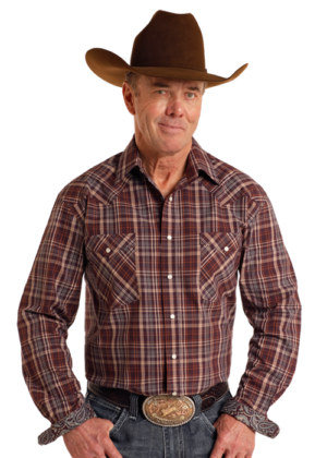 Rough Stock Snap Dark Orchid Plaid LS