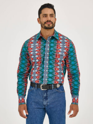 Wrangler Checotah Ocean Fire Stripe L/S