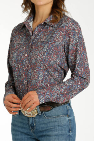 Cinch ArenaFlex Burgundy Paisley Western Shirt