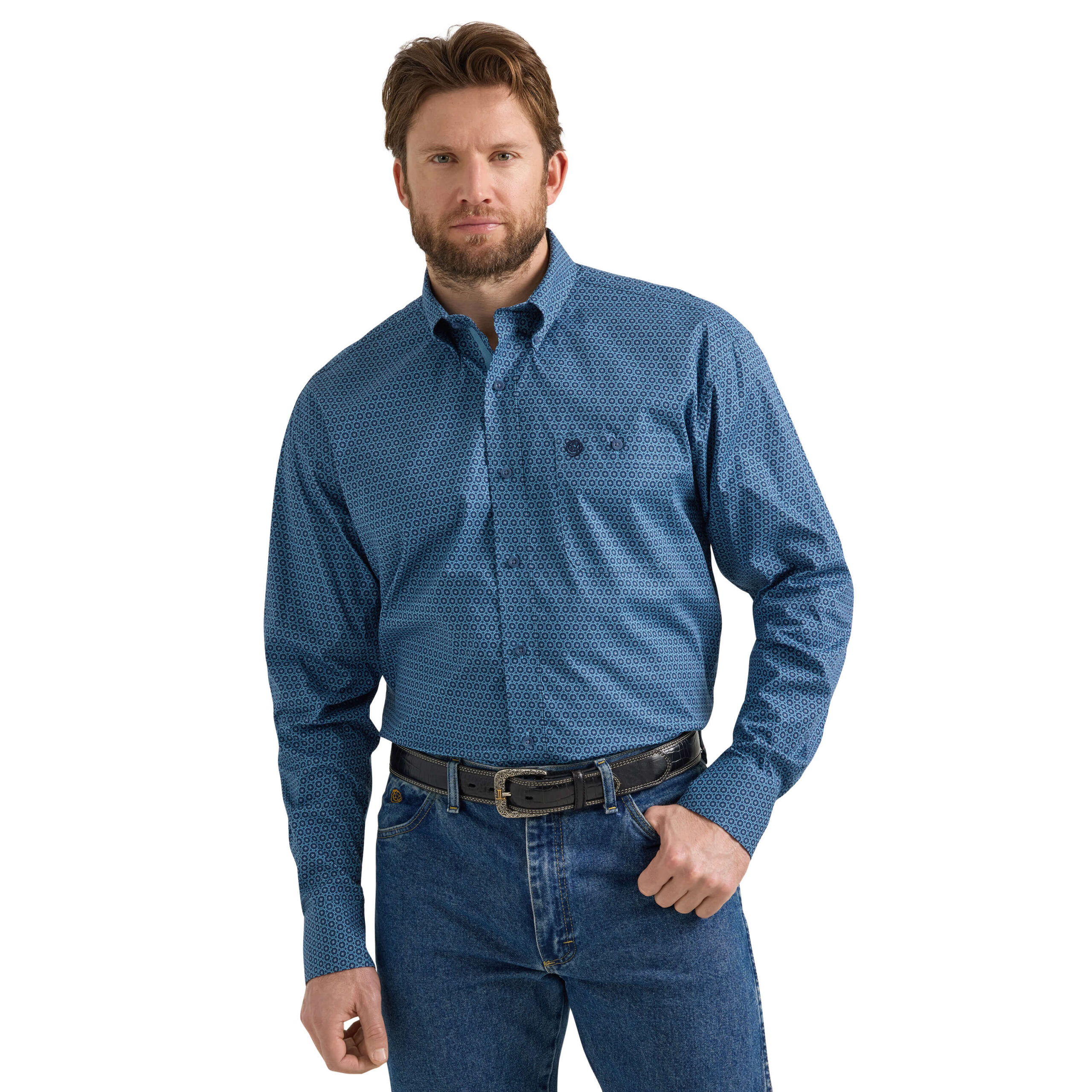 Wrangler George Strait Navy Print Western Shirt Al Bar Ranch