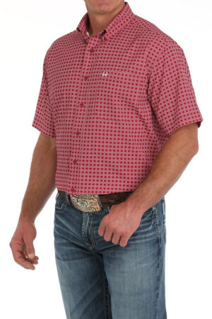 Cinch ArenaFlex Pink 3D Square Print Short Sleeve