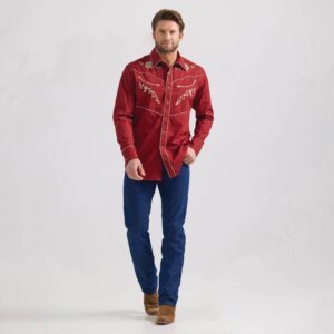 Wrangler Rodeo Ben Red Western Snap L/S