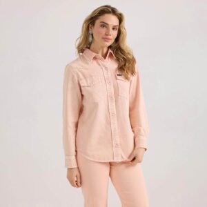 Wrangler Ladies Retro Vintage Pink Long Sleeve Snap