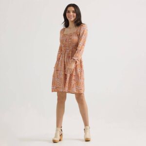 Wrangler Smock Orange Geo Bodice A-Line Dress