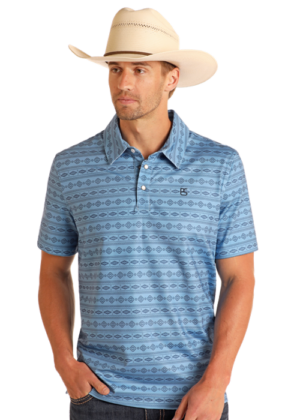 Panhandle Slim Southwest Blue Knit Polo