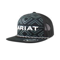 Ariat Flexfit 110 Black Southwest Cap wf/ Rope