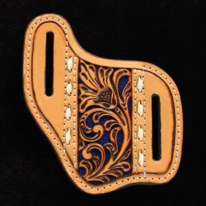 Nocona Floral Buckstitch Blue Inlay Pancake Sheath Natural