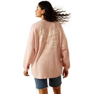 Ariat Ladies Canvas Oversized Long Sleeve Tee Peachskin