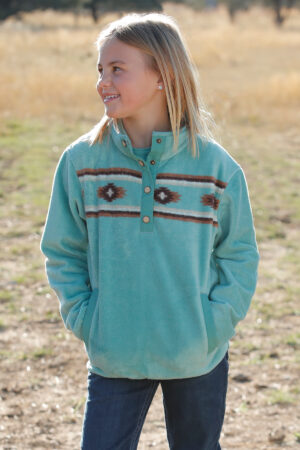 Cruel Youth Southwest Boarder Fleece Pullover - Turquoise