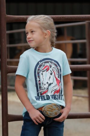 Cruel Wild Heart Horse Head Tee - Light Blue