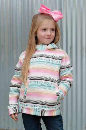 Cruel Girls Striped French Terry Hoodie - Pink/Teal