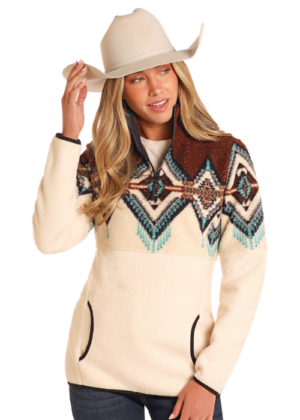 Powder River Border Berber Fleece Pullover - Dark Brown