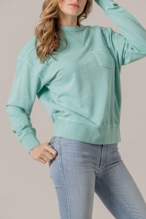 Kimes - Gina Western Turquoise Crew Neck Sweatshirt