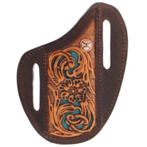Hooey Cash Floral Filigree Pancake Sheath in Brown/Tan/Turq.