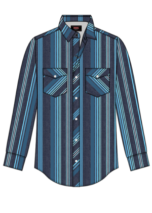 Rock & Roll Denim Stripe Long Sleeve Snap