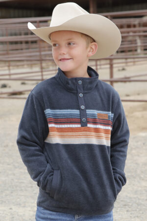 Yth Cinch Navy Polar Fleece Horizontal Stripe