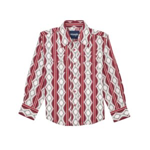 Boys Wrangler Checotah® Long Sleeve Burgundy Shadow