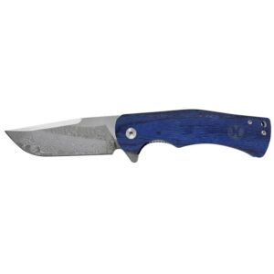 Hooey "Bluesman" Burlwood Demascus Drop Point Knife