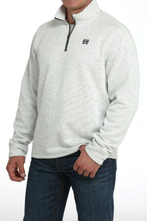 Cinch 1/4 Zip Knit Sweater Light Grey