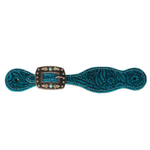 Lds Aqua Floral Straight Spur Strap